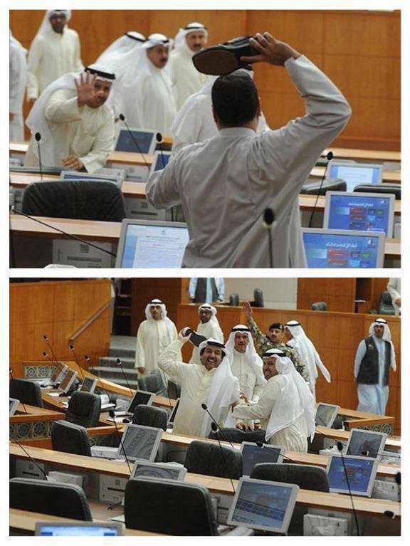 جنگ با «دمپایی» در پارلمان کویت